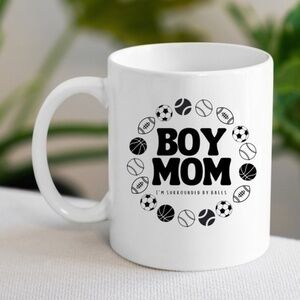 Boy Mom Sports White Ceramic Coffee Mug